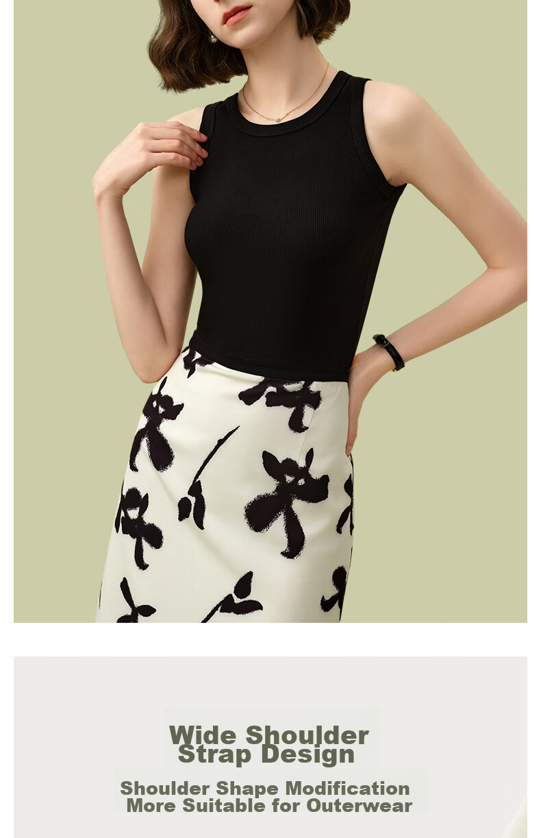 MONTAGUT Modal Cotton Tank Top for Women, White Inner Wear Sleeveless Vest, Sports Slim Fit Thin Camisole Wide Shoulder Undershirt Autumn Seaso 13