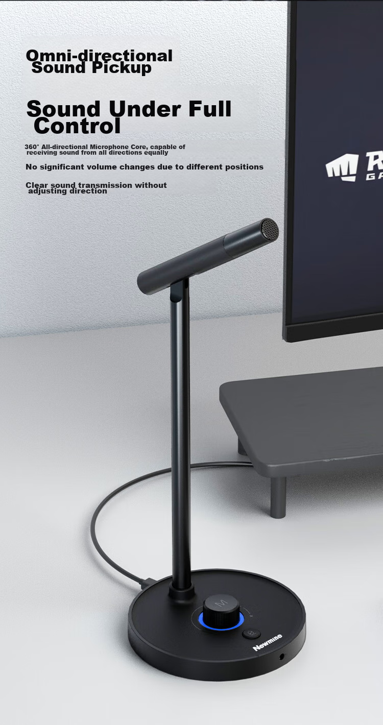 Newmine ZM09E Cantilever Stand, Computer Microphone, Gaming And Live Streaming Condenser Microphone for Karaoke, USB Noise-Cancelling Microphone, Desktop And Laptop Microphone 3