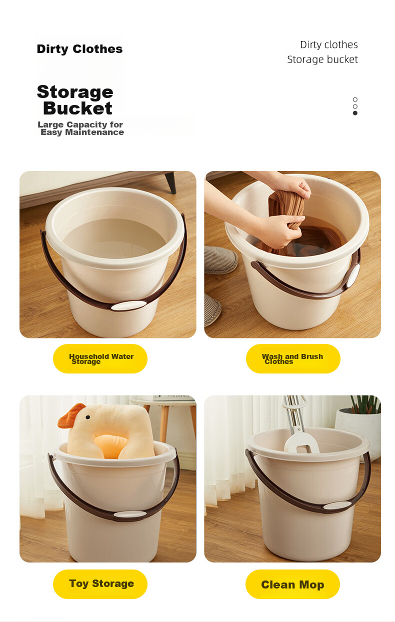 Wuyuehua Water Bucket, Laundry Foot Soak Bath Tub, 19L Capacity, Set of 2, Durable Thickened Cleaning Plastic Handheld Water Bucket, Multi-Purpose Bucket 7