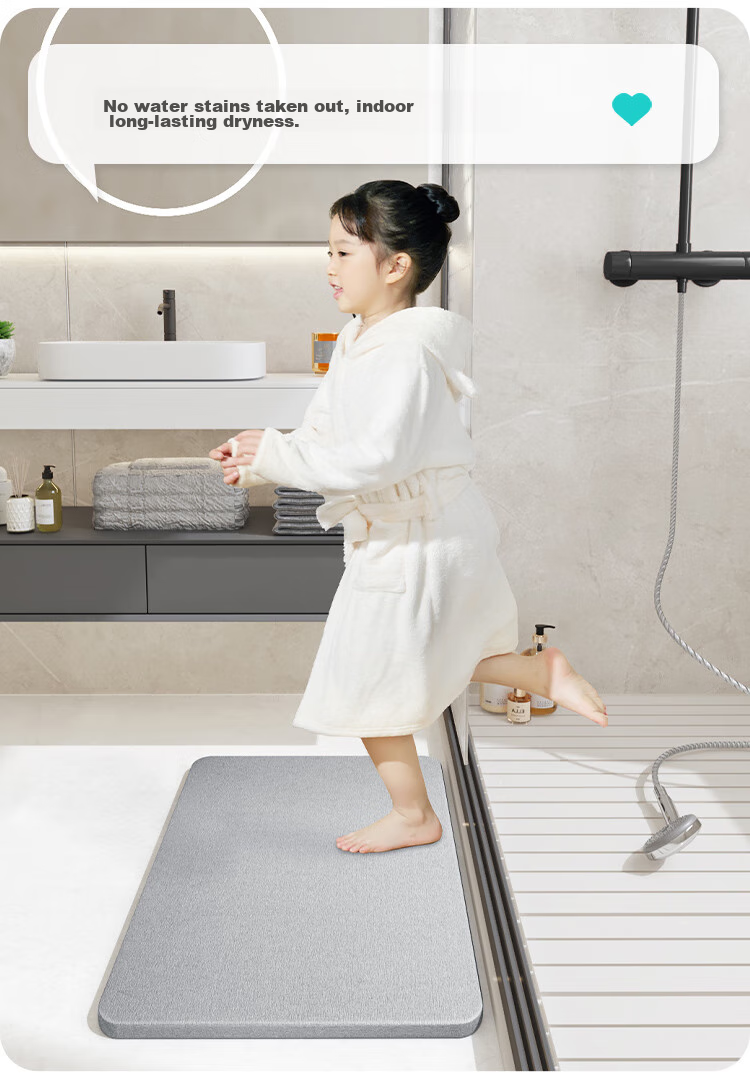 Dajiang Hard Diatomaceous Earth Bath Mat, Bathroom Entrance Absorbent Floor Mat, Toilet Foot Pad, Bathroom Mat, Non-Slip, 39x60cm 5