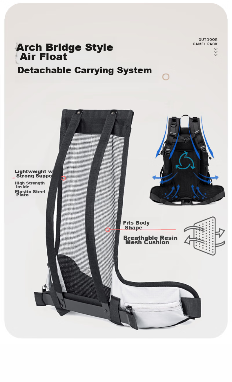 WEWOO Outdoor Hiking Backpack, Lightweight Rucksack, Professional New Model, Large Capacity, Travel Sports Waterproof Nylon, White 4