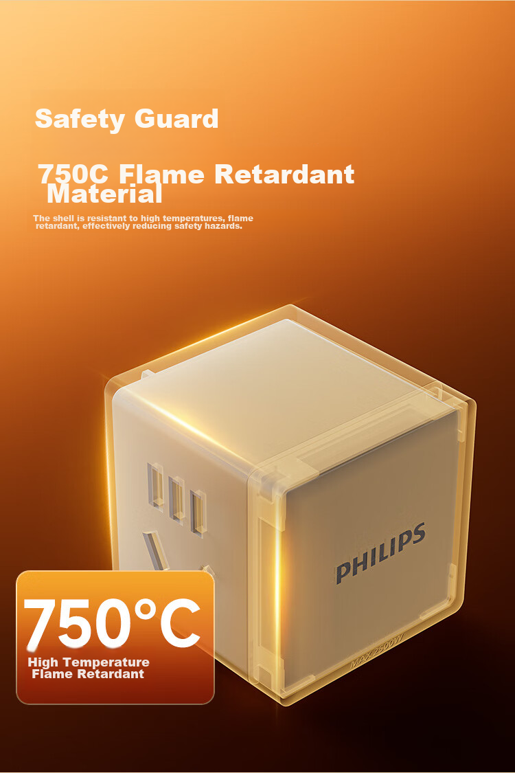 PHILIPS Cube Power Adapter, Dormitory Converter Plug, Socket Extender, Mini Wireless One-To Socket Converter, 1 Outlet 2 Holes + 2 Outlets 5 Holes Combination Socket 1032W 7