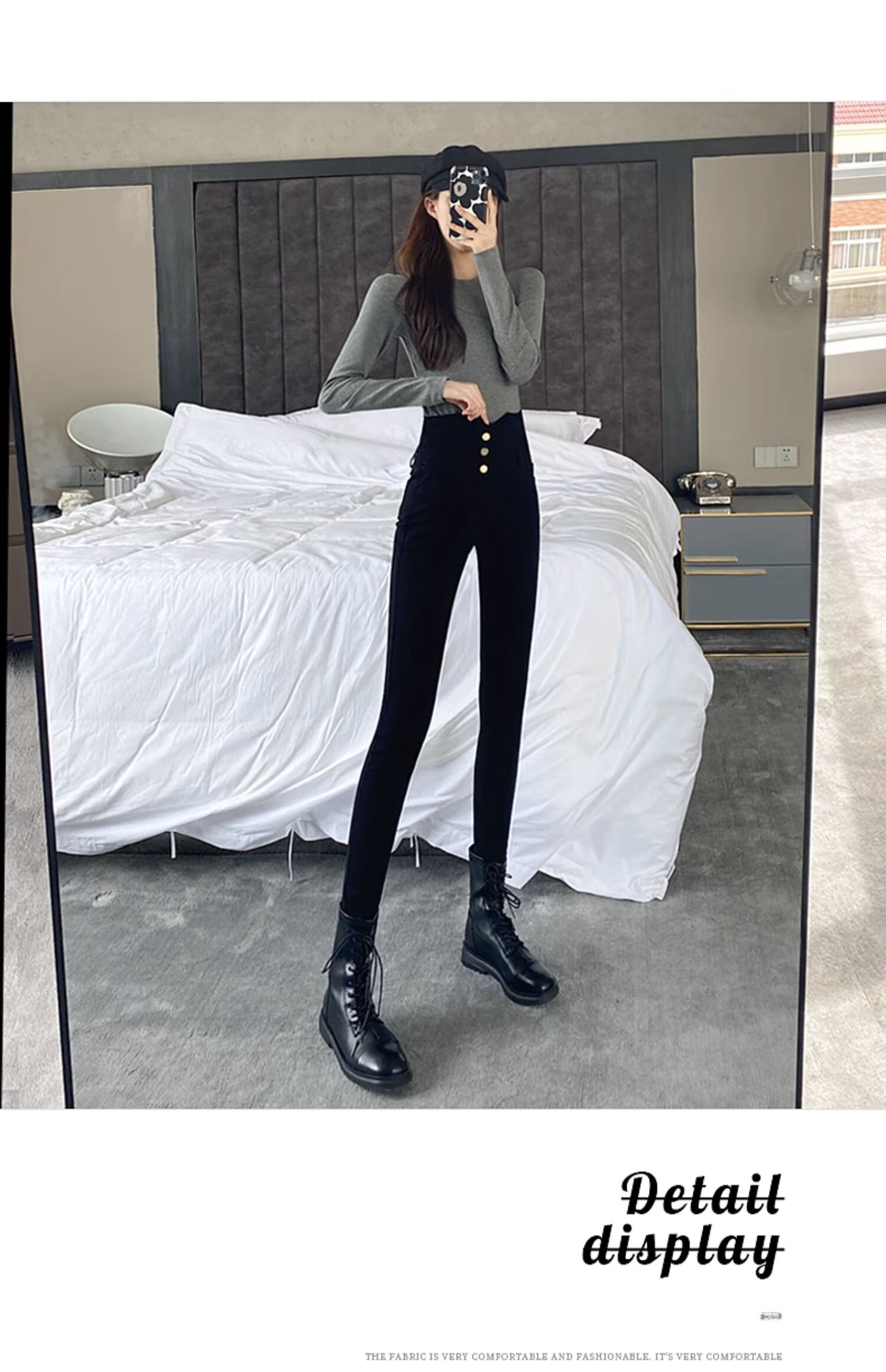 LangSha High-Waisted Black Leggings for Women, Elastic Slim-Fit Pants for Spring And Autumn Wear, Thin Pencil Skirt Tights 17