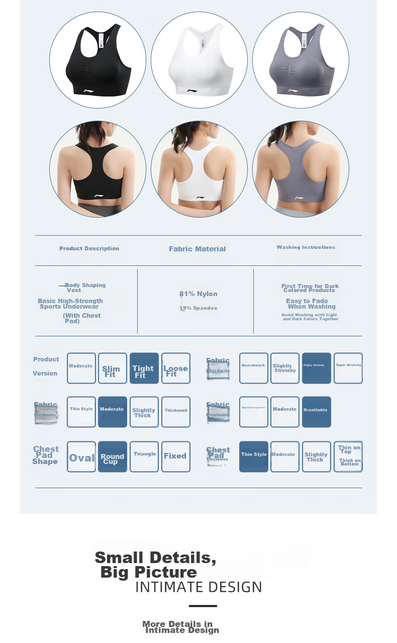 Li-Ning Sports Bra for Women, Yoga Fitness Bra with Medium to High Intensity Support, Quick-Drying Breathable Vest for Running, White M 11