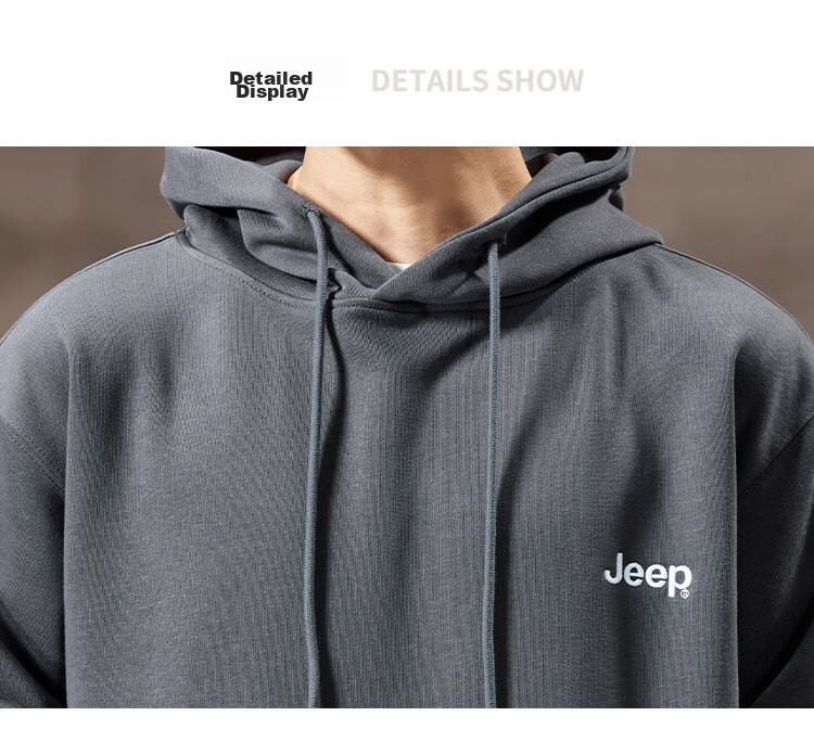 JEEP High-End Embroidered Men's Hooded Sweatshirt, Casual Loose Long-Sleeve Pullover T-Shirt Top for Spring And Autumn 2026 24