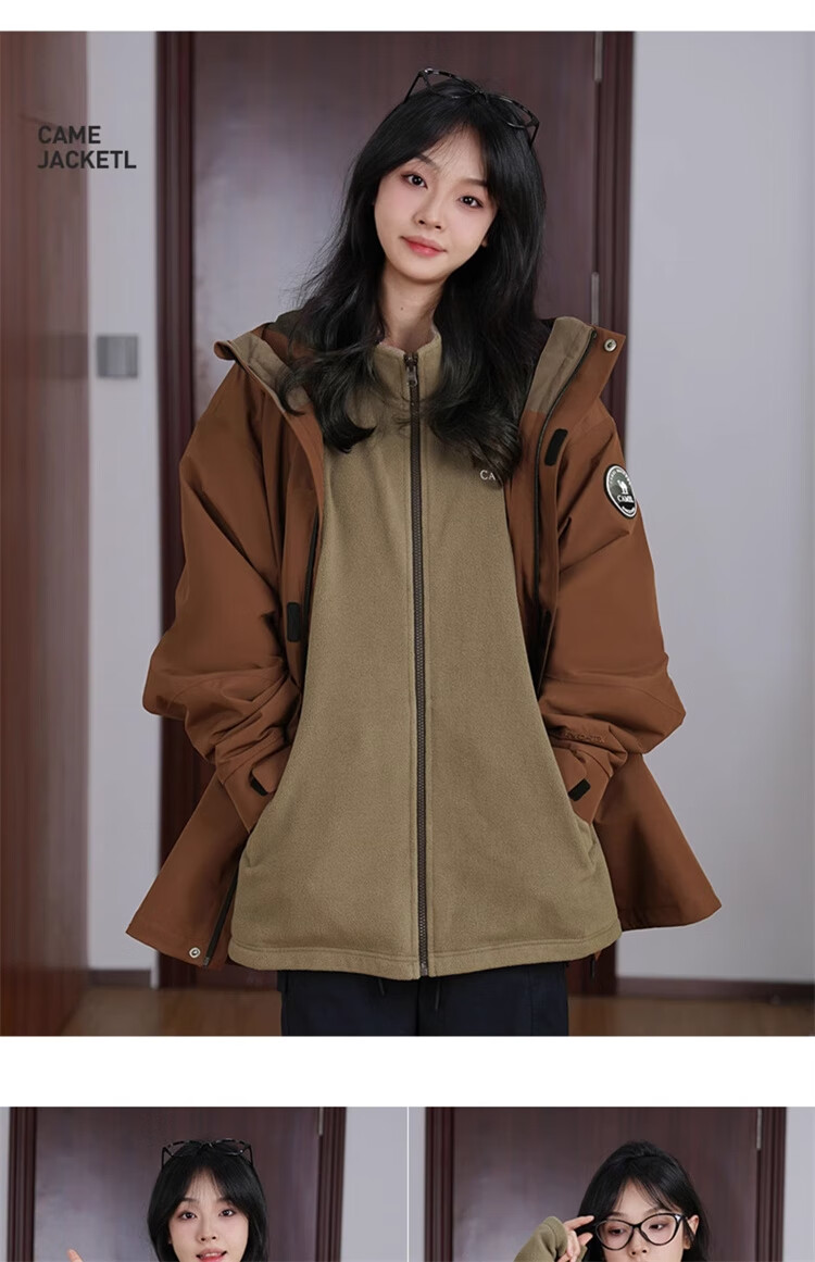 CAMEL [Wang Junkai's Choice], Outdoor Three-In Jacket for Men And Women, New Waterproof Mountaineering Coat 16