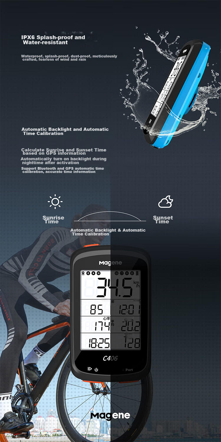 Magene C416 Bike Computer, Mountain And Road Bicycle Smart GPS Bluetooth Wireless Waterproof Odometer, Cycling Equipment Accessory 13