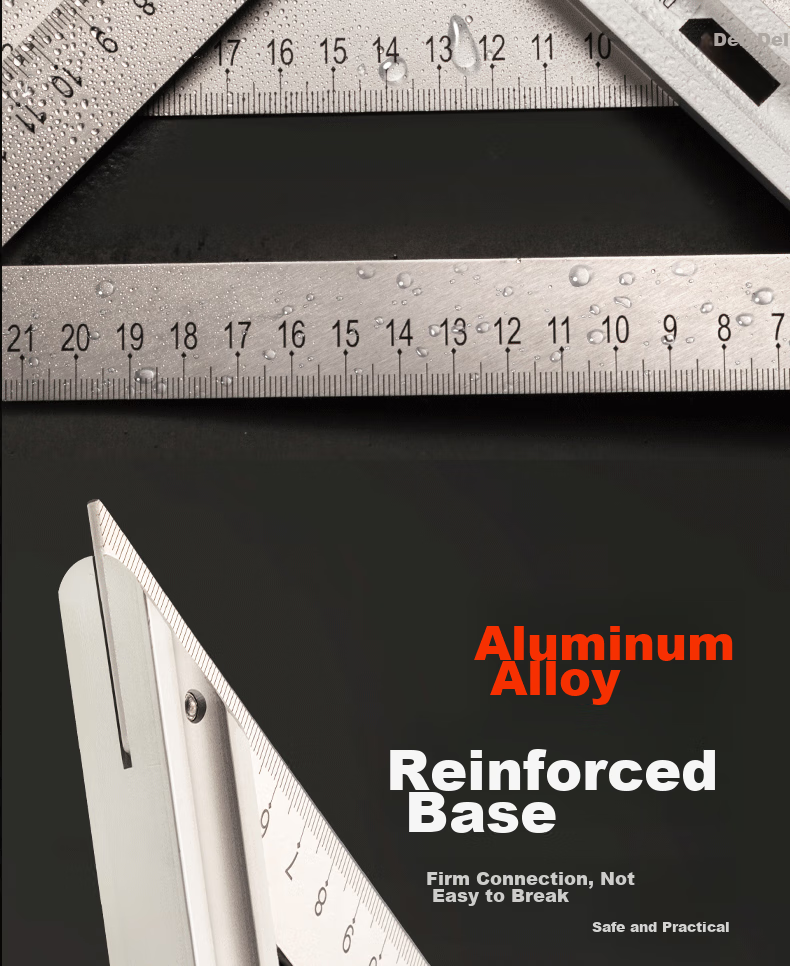 Deli Stainless Steel Right Angle Ruler, Triangular Ruler, Measuring Ruler for Steel Plates, Thickened 45-Degree Steel Plate Ruler, 200mm 7
