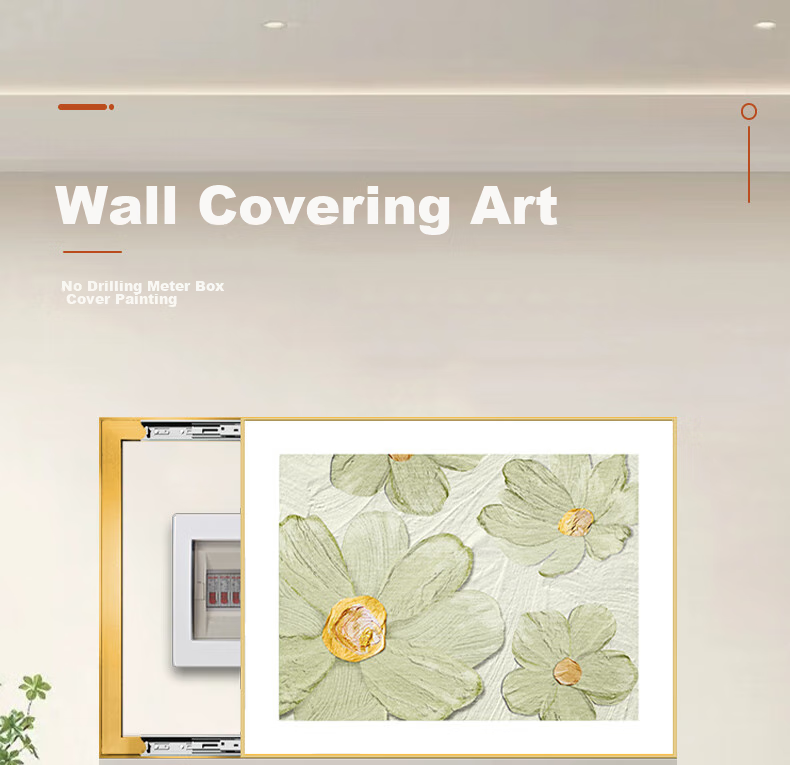 Yihuanyu New Chinese-Style Cream-Colored Electric Meter Box Decorative Painting, No Drilling Required, Covers Electrical Switch Box And Distribution Box, Wall Art And Mural 1