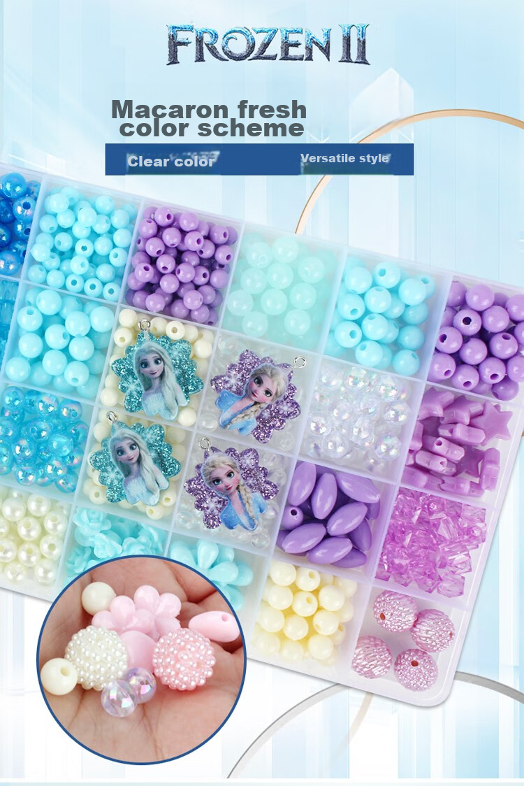 Disney Frozen Elsa Princess Dopamine Beaded Children's DIY Necklace Jewelry, Girls' Pretend Play Toy Gift 7