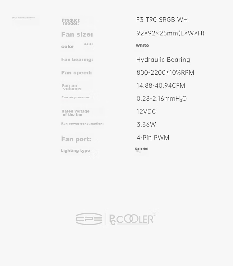 PCCOOLER Wind Blade T90 SRGB WH White Phantom 9CM Case Fan (PWM/Hydraulic Bearing/Compatible with CPU Coolers for Modification/9025 Specification) 9