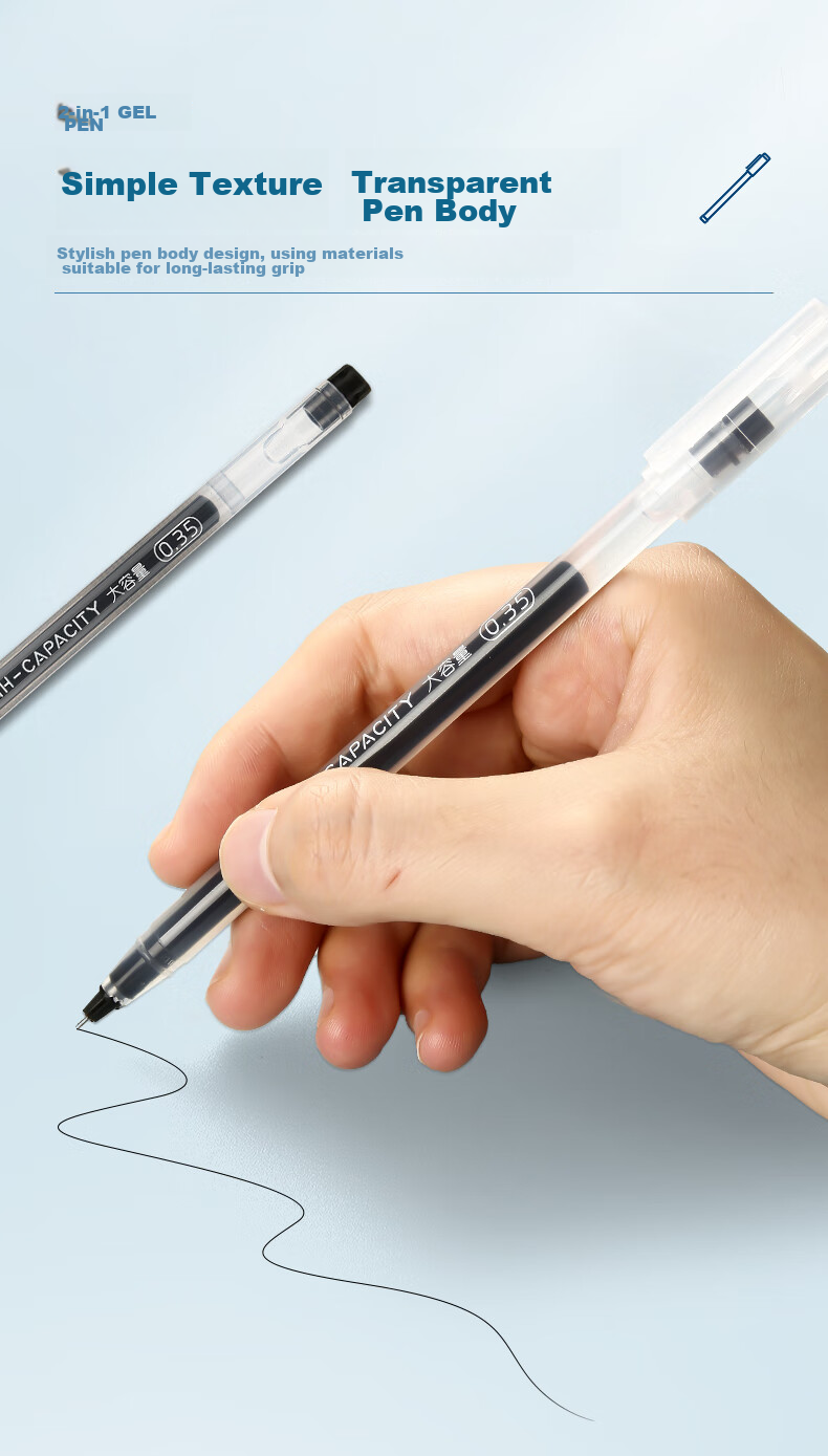 M&G Stationery, Pull-Off Cap Gel Pen 0.5mm Student Black Pen Signing Pen Business Full Needle Tube Large Capacity Ink Pen Office Supplies, Black, 12 Pens/box, Exam 6
