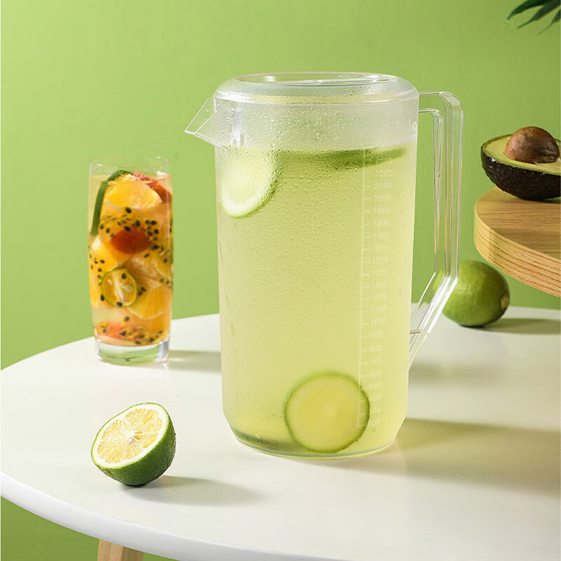Quanshi Commercial Cold Water Pitcher, Plastic Large Capacity Cup with Scale, Household Cold Boiled Water Pitcher, Juice Pitcher, 2500ml