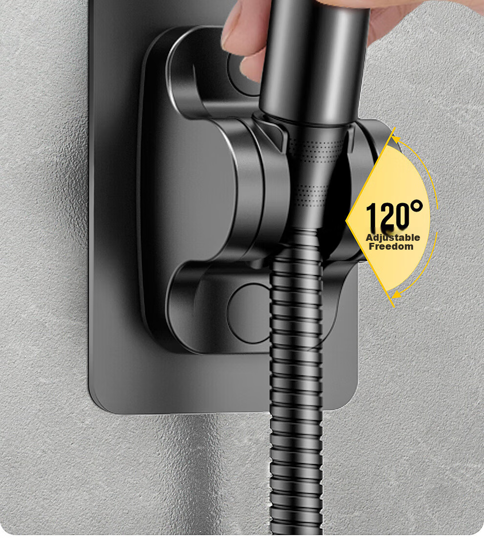 Muvi Shower Head Holder, No Drilling Required, Shower Hose Base, Bathroom Wall-Mounted Handheld Shower Head Bracket 2