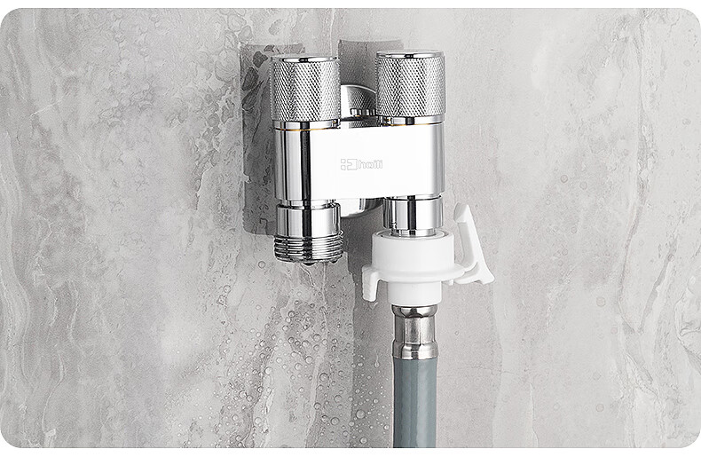 Haili Copper One-In Three-Way Angle Valve with Dual Control for Washing Machine Faucet, Detachable Water Stopper, 4/6 Points B22Q 14