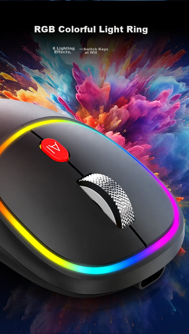 D.ROB Intelligent AI Mouse, 1200mAh Long-Lasting Wireless Silent Mouse, Ergonomic Type-C Rechargeable Office Mouse (Equipped with DeepSeek), D202 Black 14
