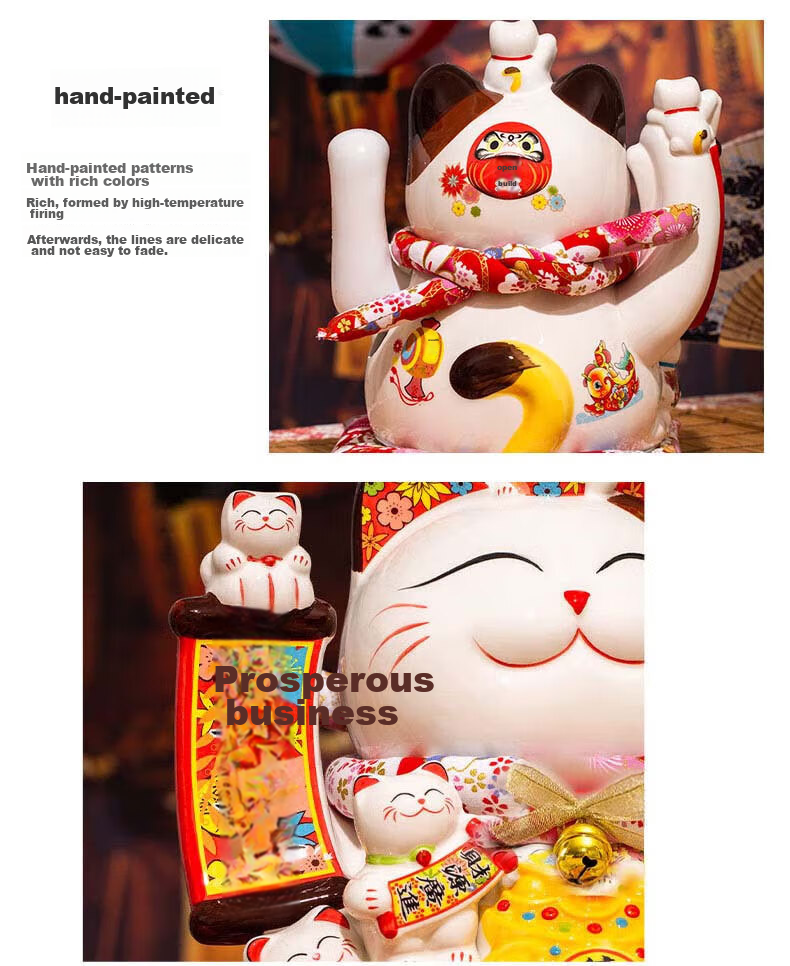 Youjialiangpin Lucky Cat, Automatic Waving Fortune Cat, Living Room Decoration, Business Opening Gift, Housewarming Present, 12-Inch Large Size in Gift Box 9