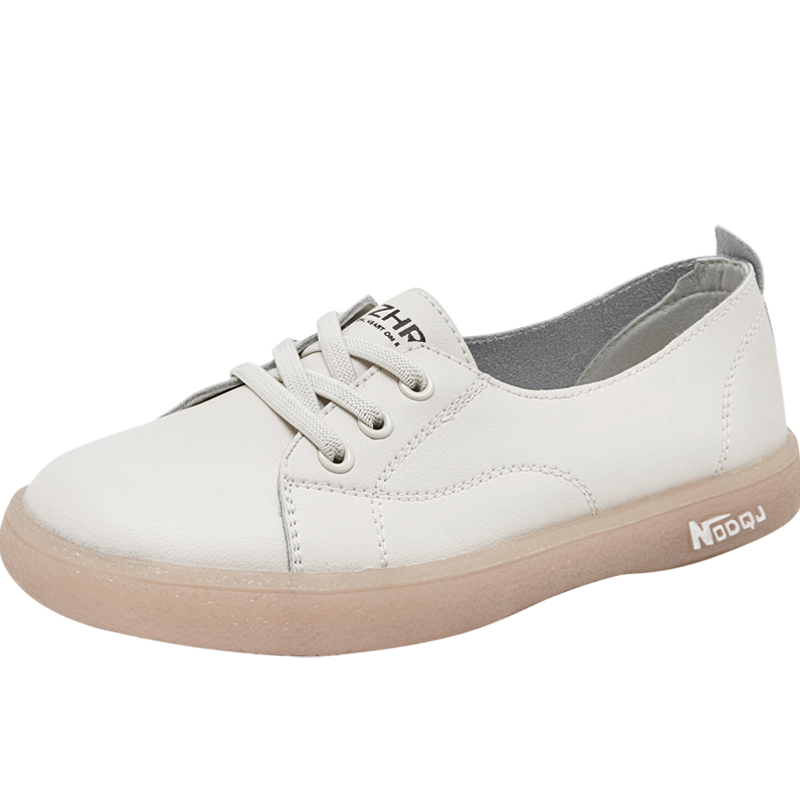 ZHR Women's Casual Shoes, Youthful Color-Block Cowhide White Sneakers, Stylish Jelly Sole Sports Shoes for Women, Trendy And Versatile, A66 Beige, Size 40