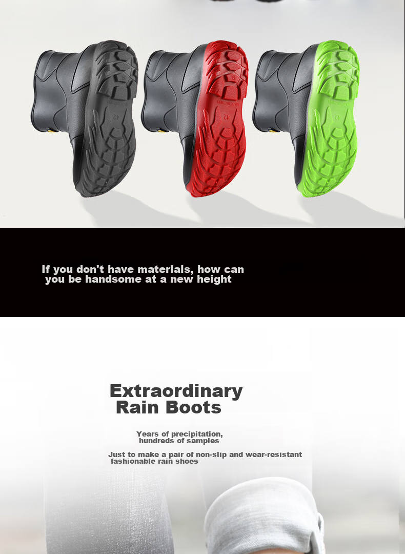 FOOTOPPO Rain Boots for Men, Mid-Calf Adult Waterproof Shoes, Mid-Top Water Boots, Fashionable Rubber Shoes for Women And Me 2