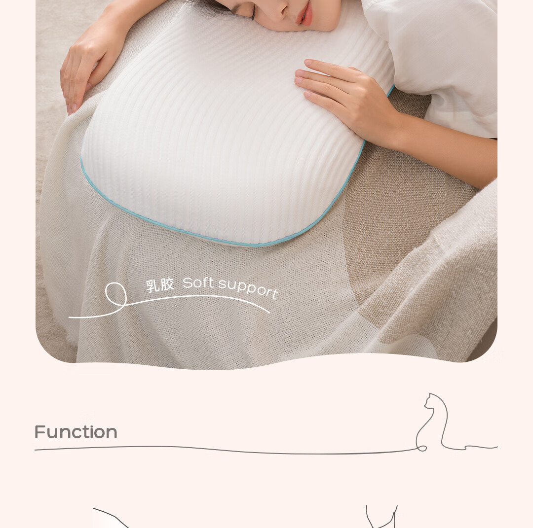 Caihongyoupin Latex Pillow, Imported Natural Latex Cervical Pillow, Class A Fabric Pillowcase + Pillow Core, Cat Belly Style, ZRM-W 4