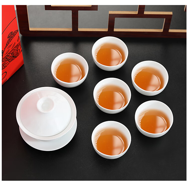 CLITON Kung Fu Tea Set Minimalist Office Home White Porcelain Teapot Tea Cups Tea Tray Fairness Cup 9-Piece Set 14