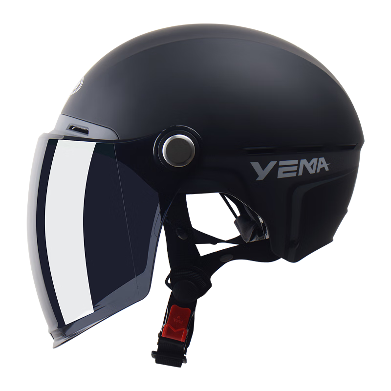 YEMA 3C Certified 360S Helmet, Electric Scooter Half Helmet for Women, Summer Sun Protection, Motorcycle Safety Helmet for Men, All Seasons Universal, Piai Black + Long Tea