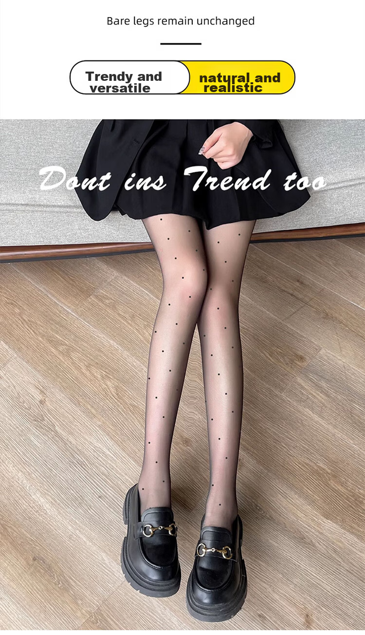 XUEXIMAN Sexy Stockings for Women, Black Silk, Sexy Polka Dots, 0D Ultra-Thin, Bare Leg Effect, Autumn Season, Pure Desire, Sexy Pantyhose 7