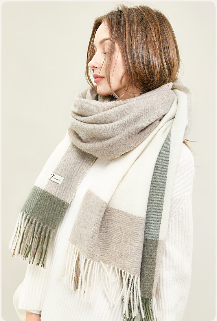 JIUMU Pure Wool Scarf for Women Autumn Winter Warm Shawl Large Wrap Gift Box New Year Birthday Present for Girls 9