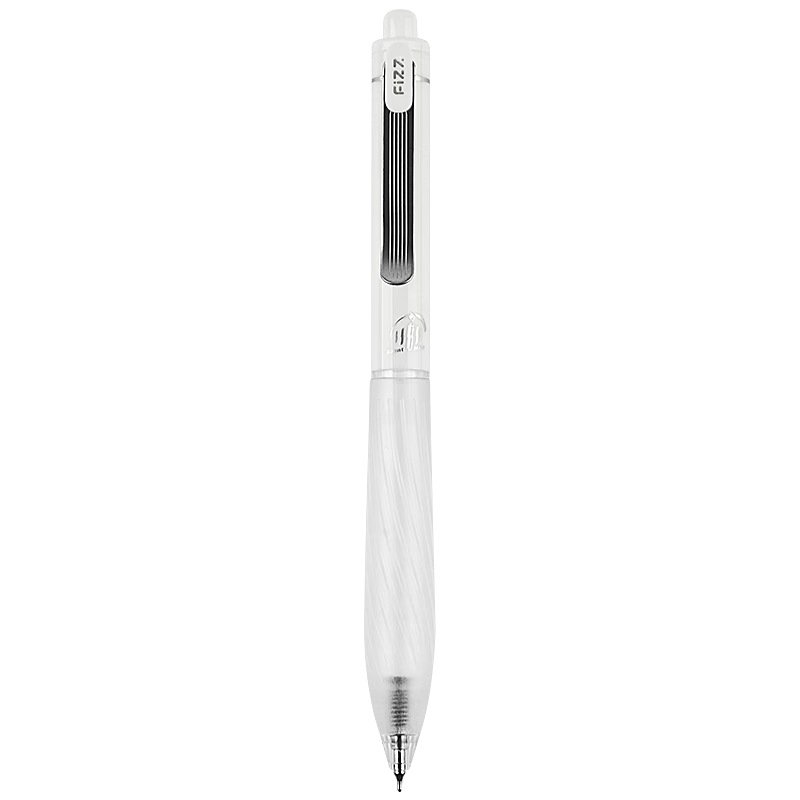 Fizz Low Noise Click Neutral Pen 0.5mm Quick-Dry Dual Ballpoint Soft Grip Large Capacity Office Signature Pen White B73012