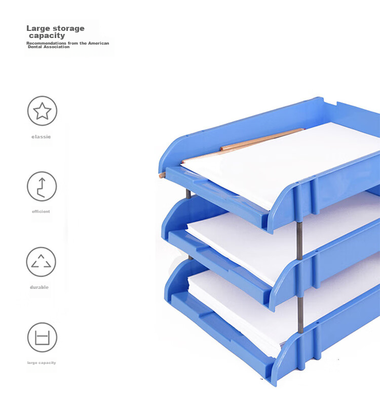 TANGO Three-Tier File Organizer, Detachable, PP Material, Blue, A4 Size, Office Storage, Exam Season, 3-Section Document Holder Tray Stand, 260*330*265mm 5