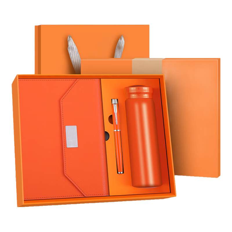 Jiaranheng Mid-Autumn Festival Gift Set: Notebook, Thermos Cup, USB Drive, Gift Box, High-Quality Office Supplies for Teachers, Customizable Souvenir Gift, Aimesi Orange
