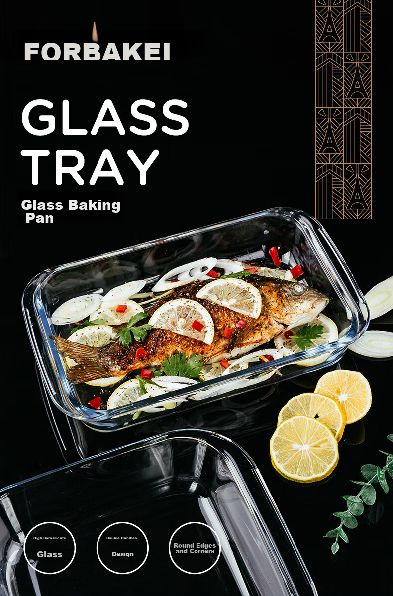 FOR BAKE Square Glass Baking Dish High Borosilicate Heat-Resistant Glass Baking Tray for Oven And Microwave-Safe Serving Dish 1
