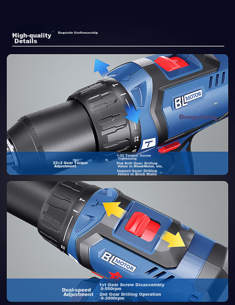 Dongcheng 20V Brushless Impact Drill, Electric Drill, Wrench, Four-In Lithium Battery Hammer Drill, Angle Grinder, Cutting Machine Package WCKIT18B 10
