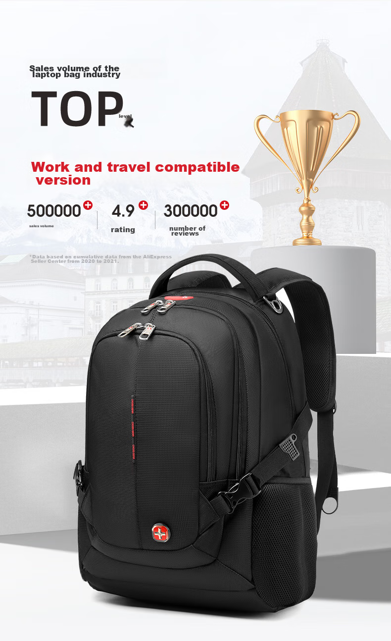 CROSSGEAR Swiss Army Knife Cross Medal Backpack for Men, 15.6-Inch Laptop Bag, Business Large Capacity Schoolbag 2