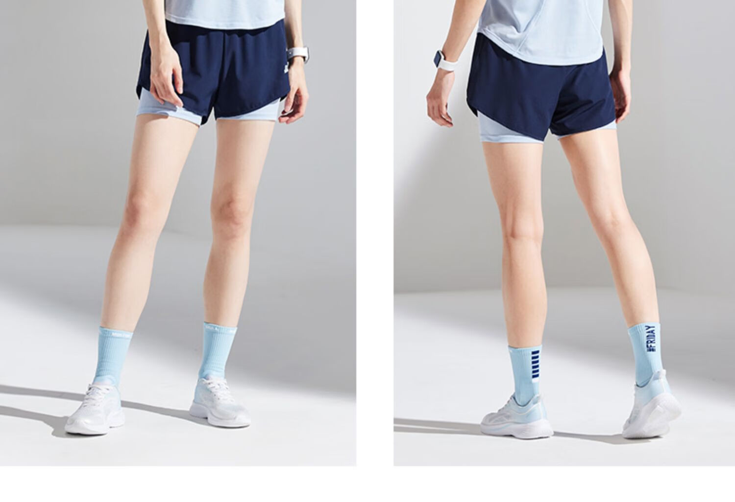 QIAODAN Women's Shorts, Sports Pants, Summer Lightweight Breathable Quick-Dry Fake Two-Piece Anti-Exposure Running Pants for Wome 8