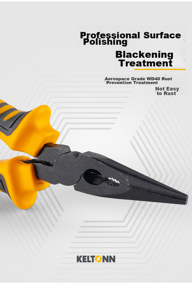 KELTONN Needle-Nose Pliers, 6-Inch Long Nose Pliers, Pointed Pliers, Electrician's Pliers, Blackened Anti-Rust KT1816 5