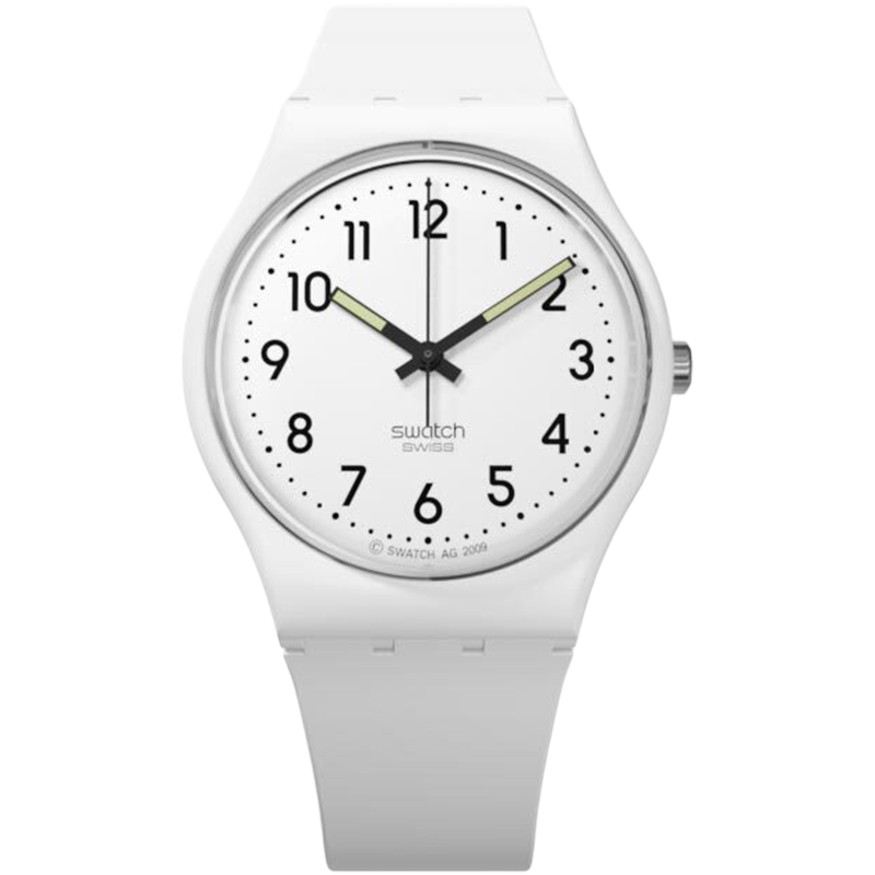 Swatch Swiss Watch, Simple Black And White Quartz Wristwatch for Middle School And High School Students' Exams, Graduation Gift, Pure White Light 2.0