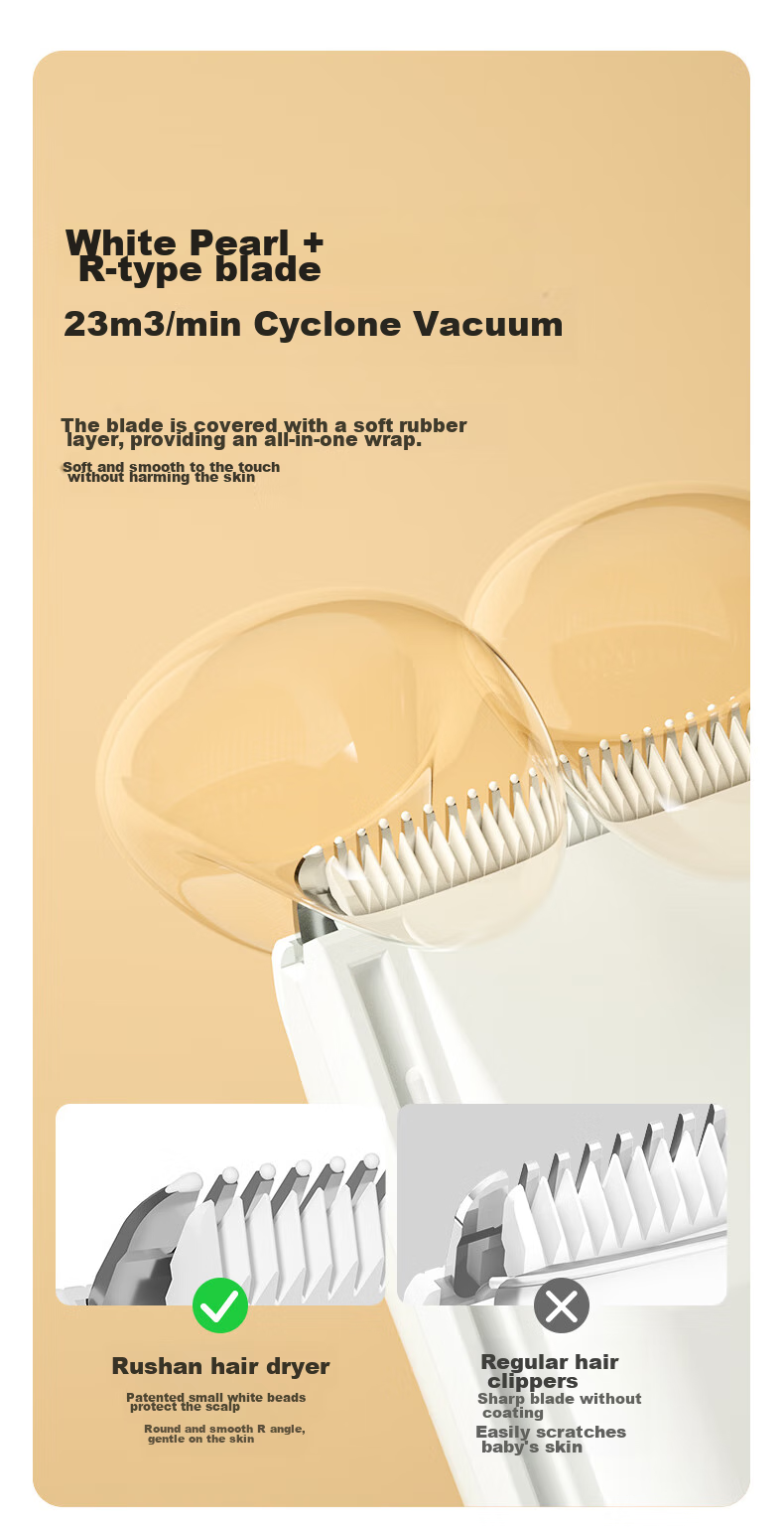 LUSN Baby Hair Clipper, Ultra-quiet, Automatic Hair Suction, for Children And Infants, Specialized Electric Shaver for Trimming Hair 2