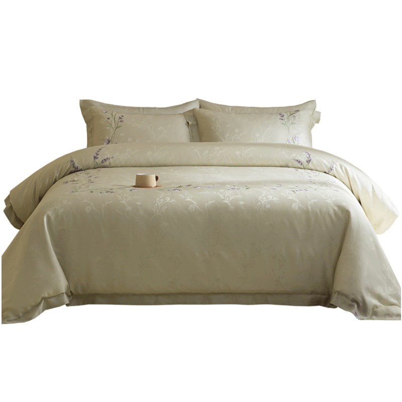 MIDO HOUSE Mingdu 100% Cotton Jacquard Bedding Set with Duvet Cover And Pillowcases, Wild Vine Pattern, 1.8m Bed Sheet Style