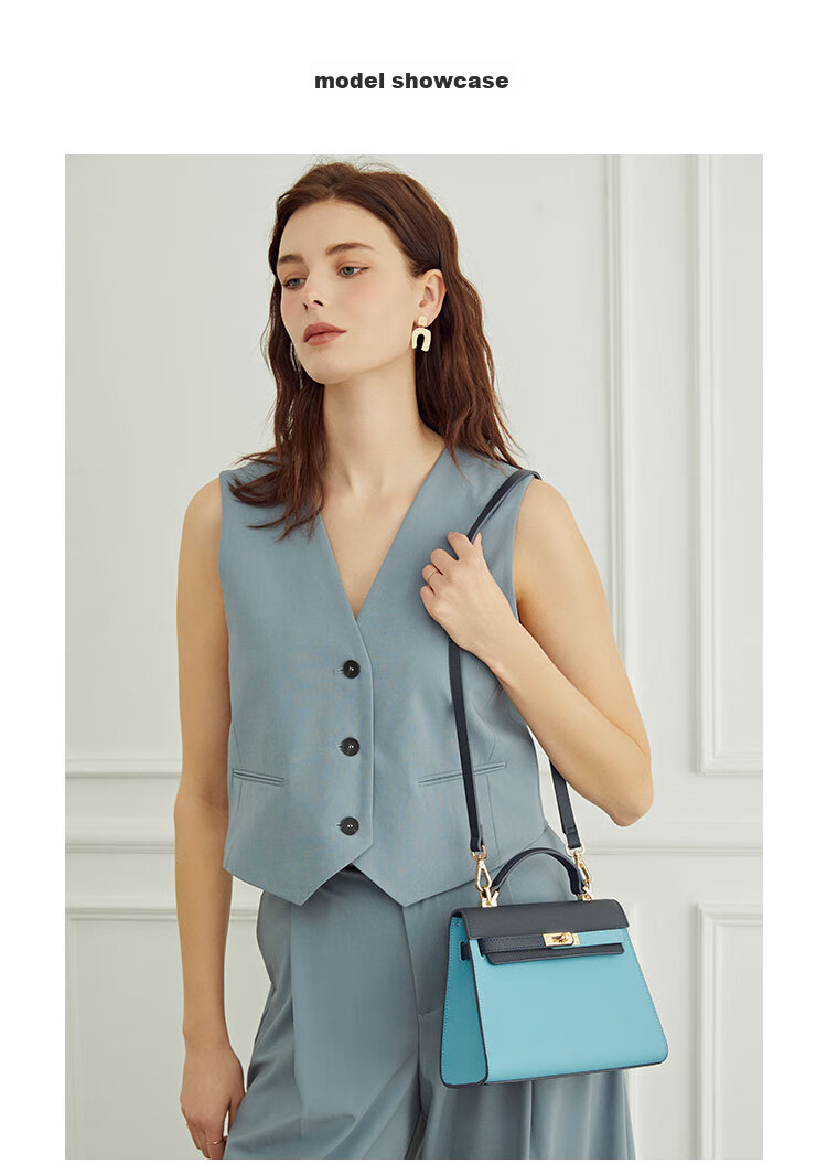 ELLE New Women's Handbag, Kelly Bag, Commuter Tote Shoulder Crossbody Bag, Birthday Gift, 23131 Gray 6