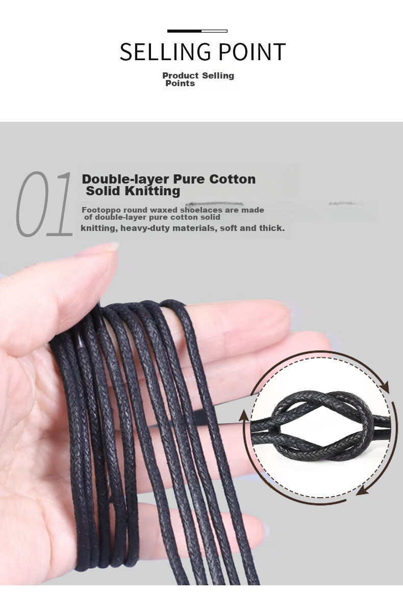 FOOTOPPO Black Leather Shoe Laces for Men's Casual Leather Shoes, Business Round Wax-Edged Black Shoe Laces for Wome 4