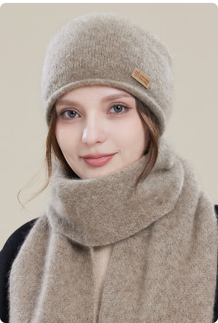 JIUMU Pure Cashmere Warm Knitted Beanie Hat, Cold-Proof Cap for Autumn And Winter, Slouchy Hat, Outdoor Winter Cap, Cold-Resistant Hat for Wome 16