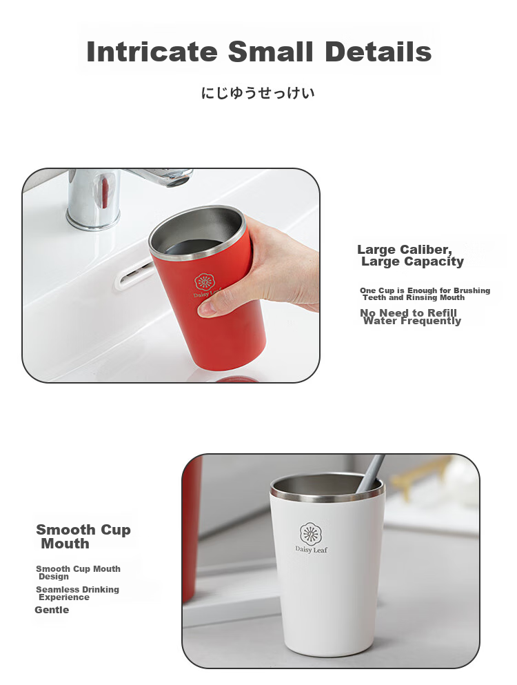 Daisy Leaf 304 Stainless Steel Luxury Wedding Antibacterial Toothbrush Cup, Stylish Mouthwash Cup, Toothbrush Holder, Red 9
