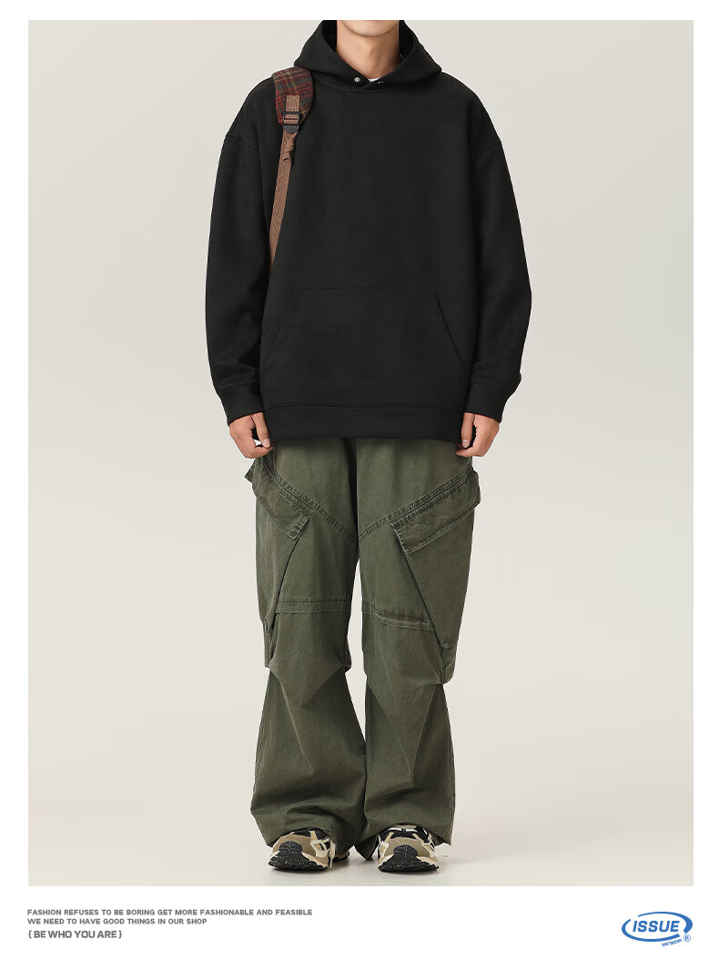 MMOPTOP American-Style Suede Milk Silk Sweatshirt for Men, Autumn And Winter Casual Hooded Top VE55151 Beige XL 8