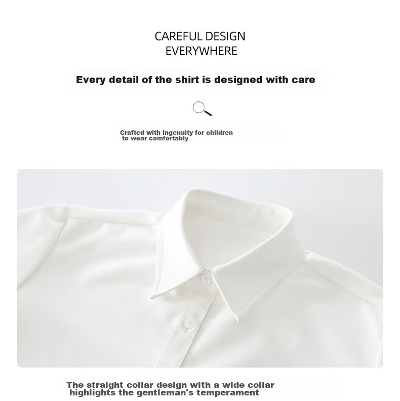 Yinuofang Children's White Long-Sleeve Shirt, Performance Costume, Undershirt for Boys, Shirt: White Long Sleeve, 120CM 7