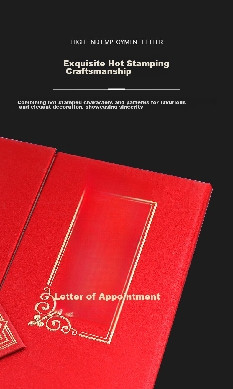 Befon A4 High-Quality Honor Appointment Letter Cover, Tri-Fold Vertical Appointment Certificate, with 2 Printable Inner Pages Included, Single Book Pack, Red 7335 4