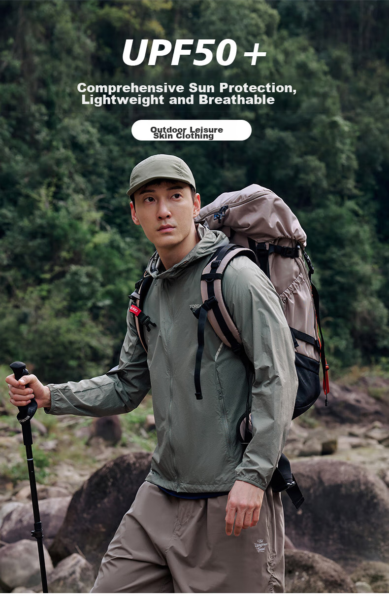 TOREAD Sun Protection Jacket for Men, Outdoor Water-Repellent UV-Resistant Skin Coat, Lightweight Breathable Sun Protection Clothing TAZZCM81305 1