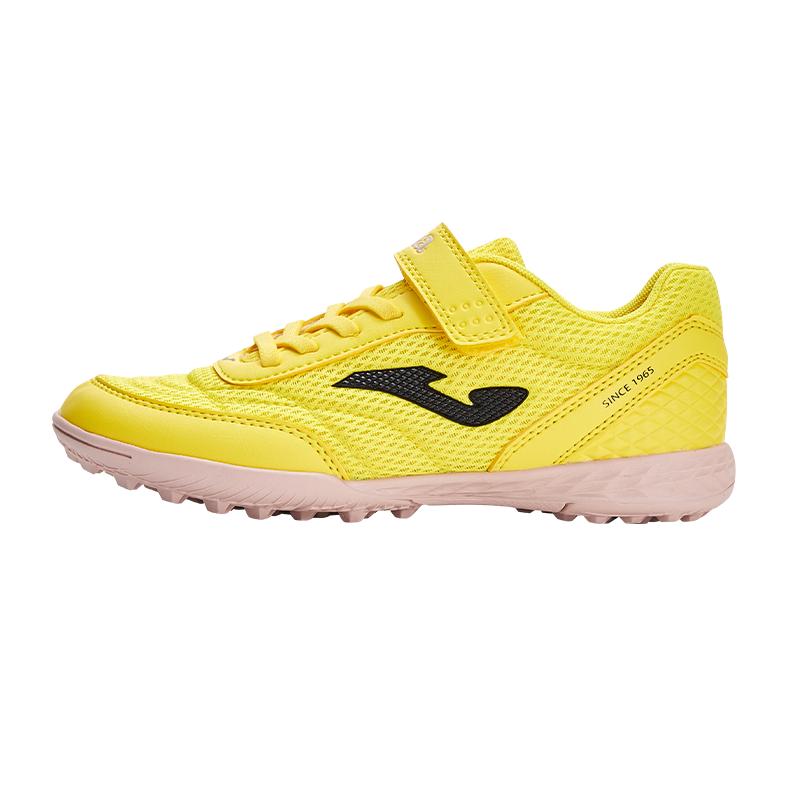 JOMA Soccer Shoes for Children TF Turf Cleats Boys Girls Youth Breathable Mesh Velcro Training Shoes Lemon Yellow Size 33