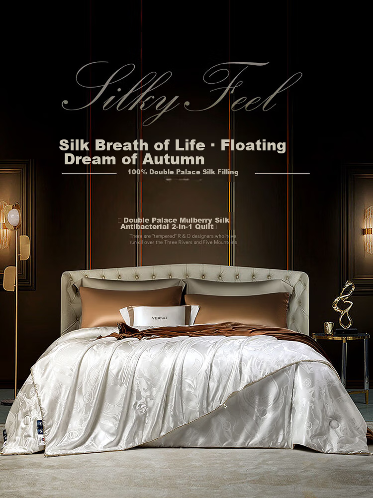 FUANNA Silk Comforter, 100% Double Mulberry Silk Duvet, Winter Thickened Quilt, Double Bed Comforter, 7.4 Jin (3.65 Kg), 203*229cm 1