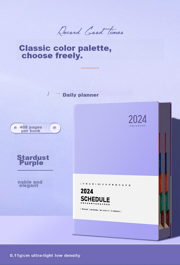 Ujia 202 Daily Planner, Work Schedule Efficiency Manual, Skin-Friendly Business Notebook, Time Management And Goal Planning, Office Journal, Customizable, Gray-Blue 7 23